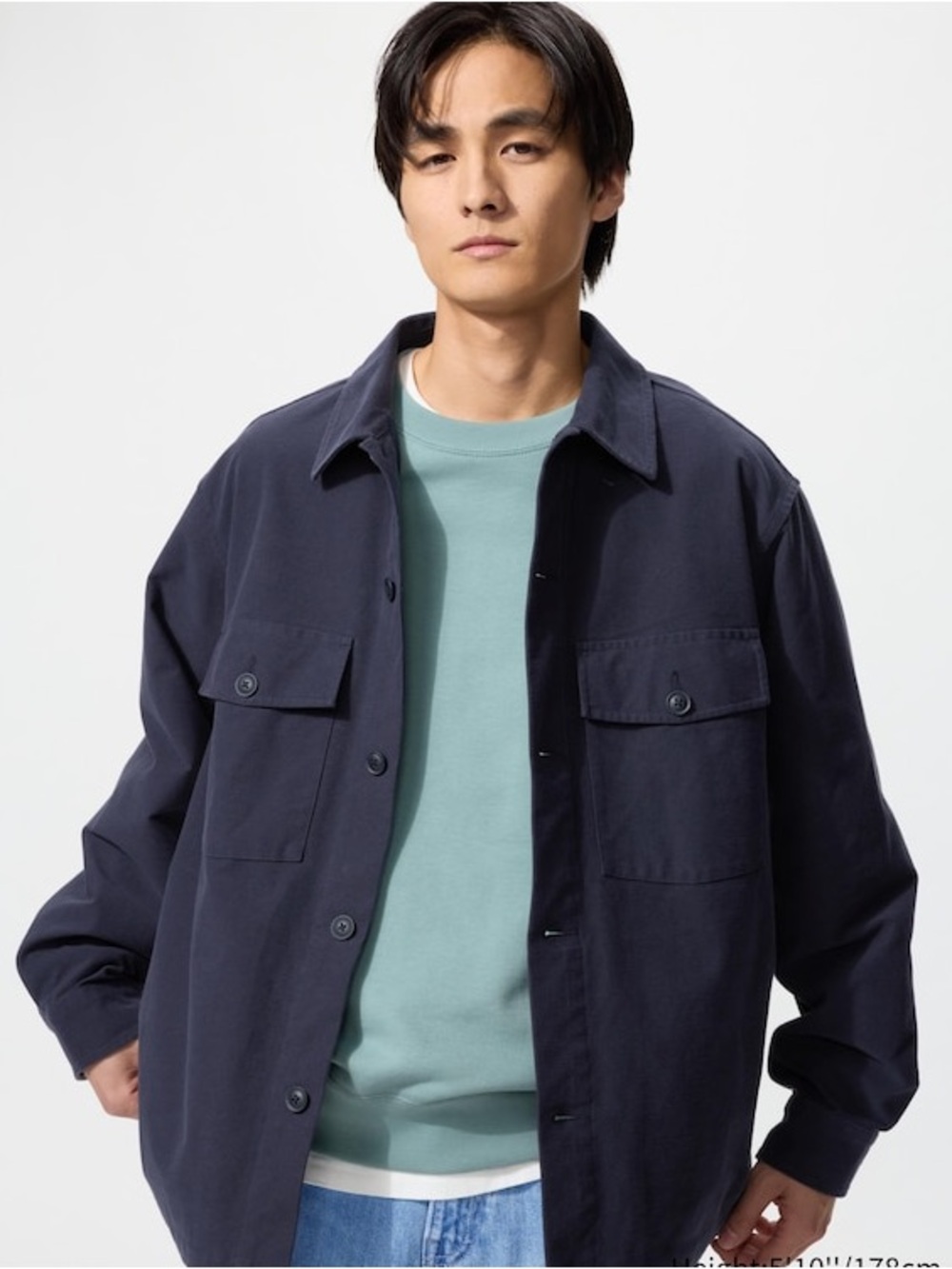 UNIQLO Jersey Oversized Overshirt Blue SIZE M (n)